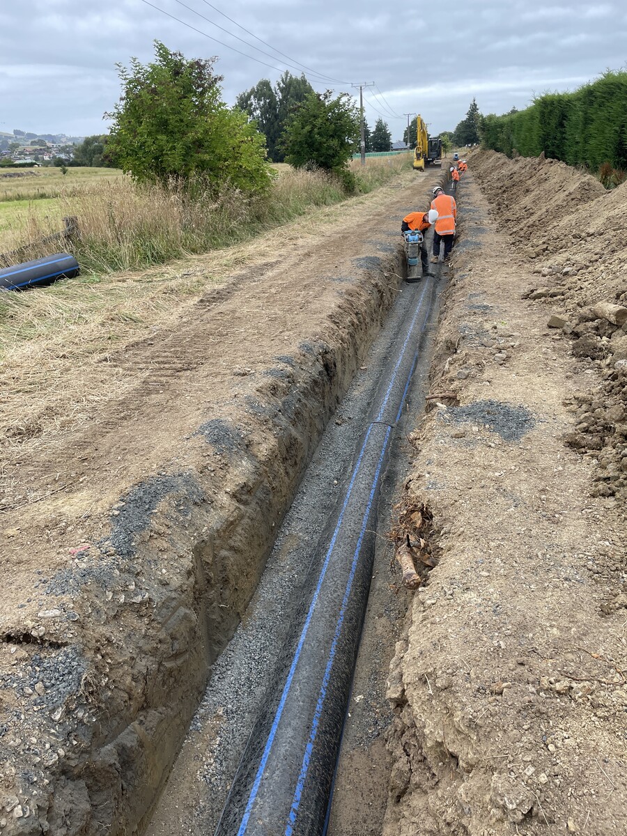 The team installed the pipe