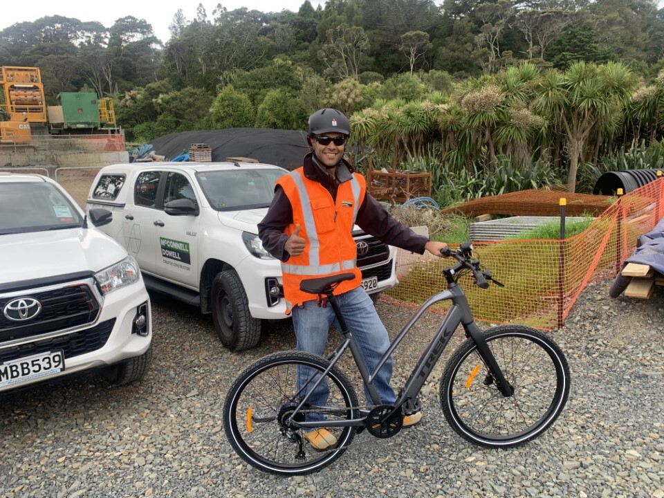 ebike onsite at corbans reducing carbon footprint and improving fitness