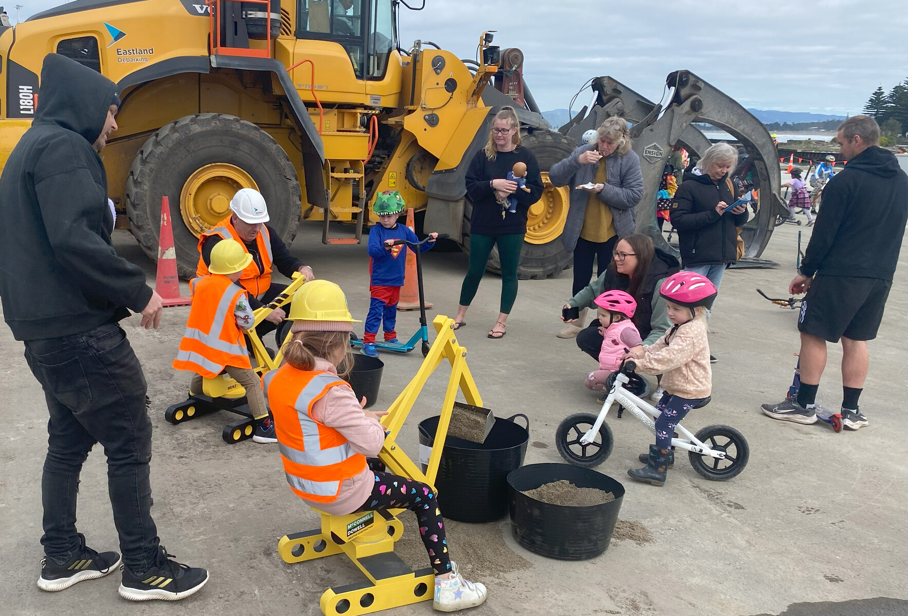 All ages fun with the diggers at the wharf 7 opening