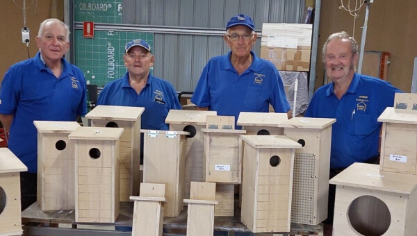 Building nesting boxes with the Men's Shed